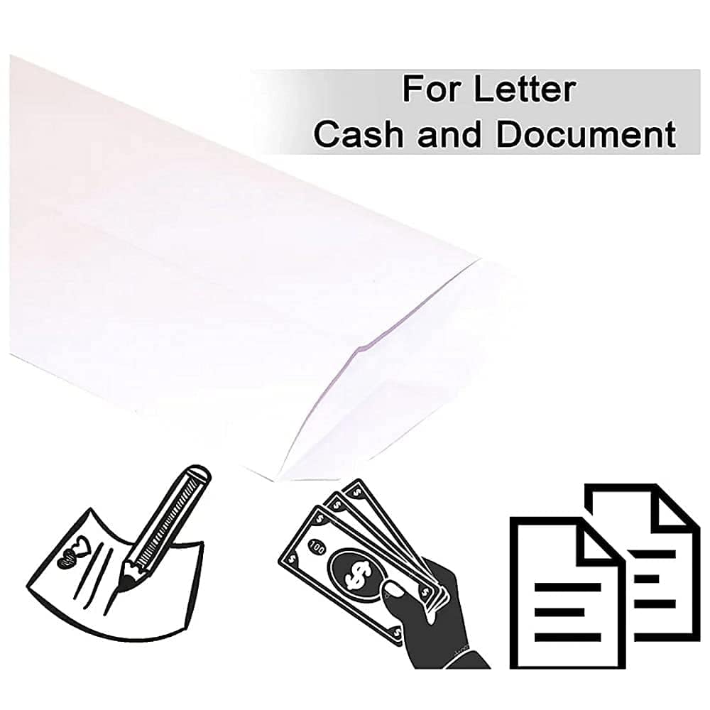 PREMIUM WHITE CHEQUE SIZE PAPER ENVELOPES | 80 GSM | 9×4 INCHES | PACK OF 25