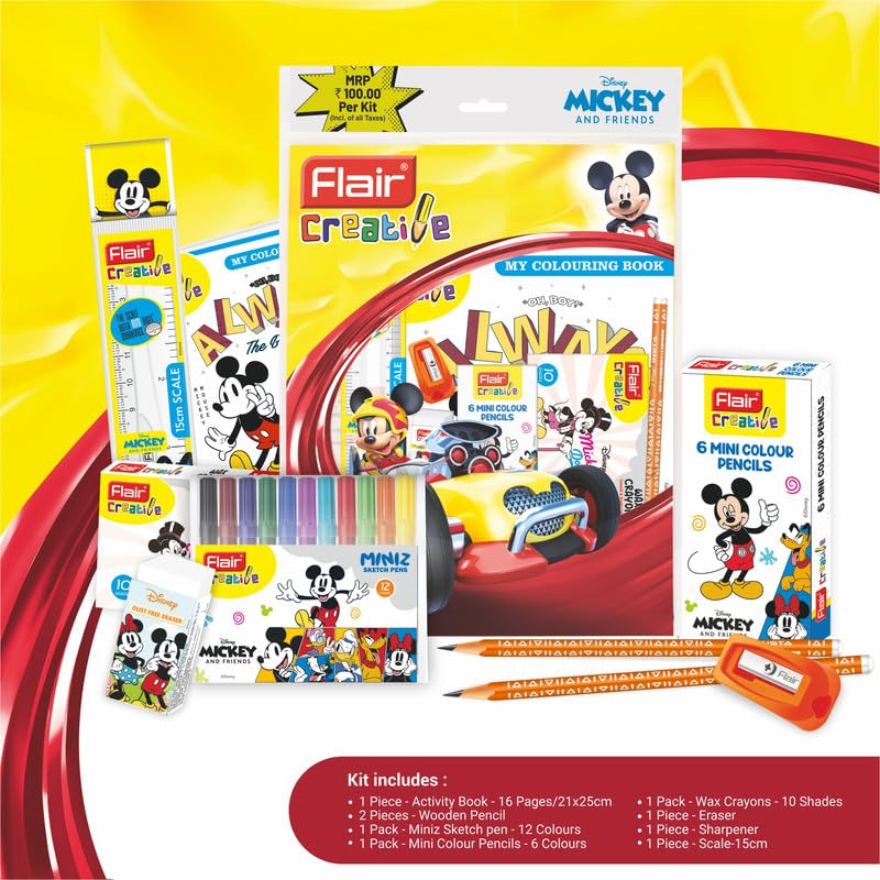 Flair Creative Series Disney Mickey Mouse Stationery Kit – 34 Assorted Items