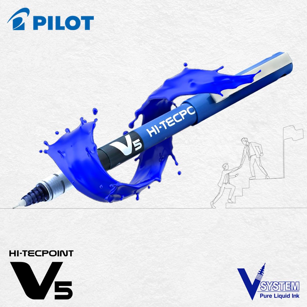 Pilot V5 Liquid Ink Roller Ball Pen - Blue (Pack of 2)
