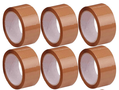 BROWN PACKING TAPE – 2 INCH WIDTH X 55 METERS | PACK OF 6 ROLLS