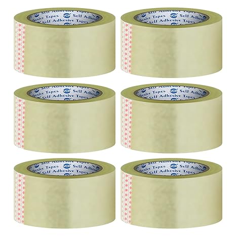 SELF ADHESIVE TRANSPARENT CELLO TAPE – 2 INCH WIDTH X 55 METERS | PACK OF 6 ROLLS