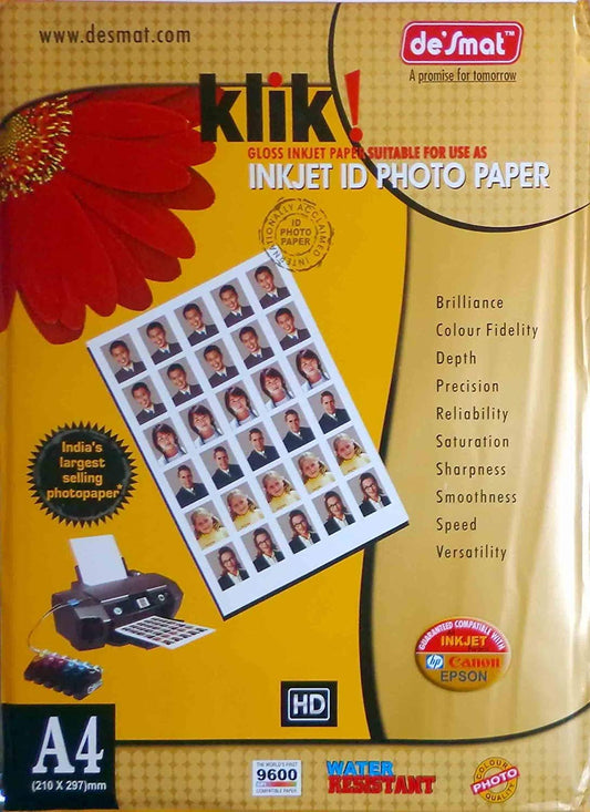 DESMAT KLIK PHOTO GLOSSY PAPER | A4 SIZE | 180 GSM | 50 SHEETS