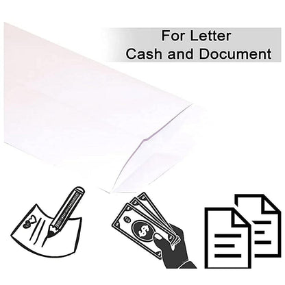 PREMIUM WHITE CHEQUE SIZE PAPER ENVELOPES | 80 GSM | 9×4 INCHES | PACK OF 25