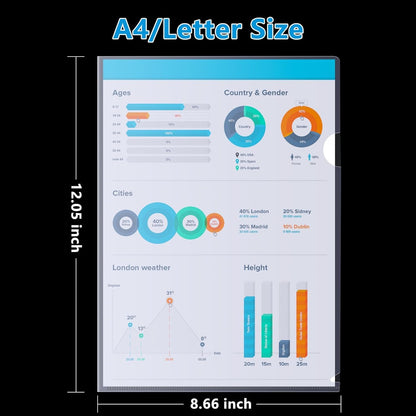 L FOLDER FILE | A4 SIZE DURABLE CLEAR TRANSPARENT PLASTIC FILE FOLDERS (PACK OF 10)