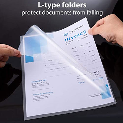 L FOLDER FILE | A4 SIZE DURABLE CLEAR TRANSPARENT PLASTIC FILE FOLDERS (PACK OF 10)