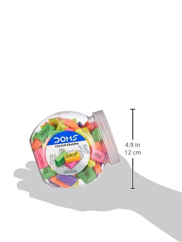 Doms Color Erasers Jar Pack – Pack of 100 | Clean & Clear Erasing | Dust-Free & Non-Toxic