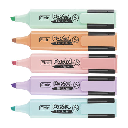 Flair Pastel 5 Shades Highlighter Pouch Pack – Quick Drying, Smudge Proof & Non-Toxic | Pack of 1