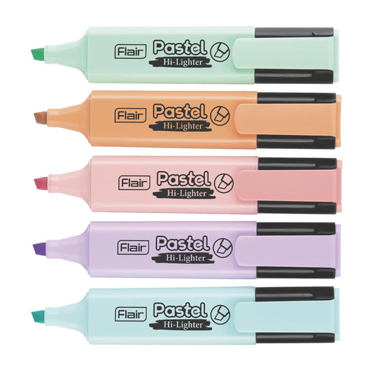 Flair Pastel 5 Shades Highlighter Pouch Pack – Quick Drying, Smudge Proof & Non-Toxic | Pack of 1