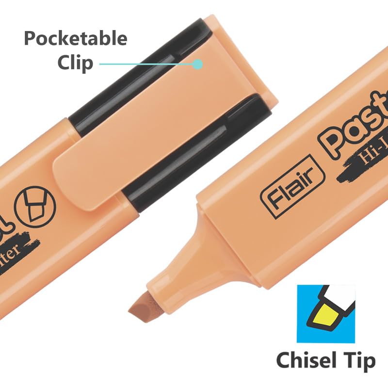 Flair Pastel 5 Shades Highlighter Pouch Pack – Quick Drying, Smudge Proof & Non-Toxic | Pack of 1