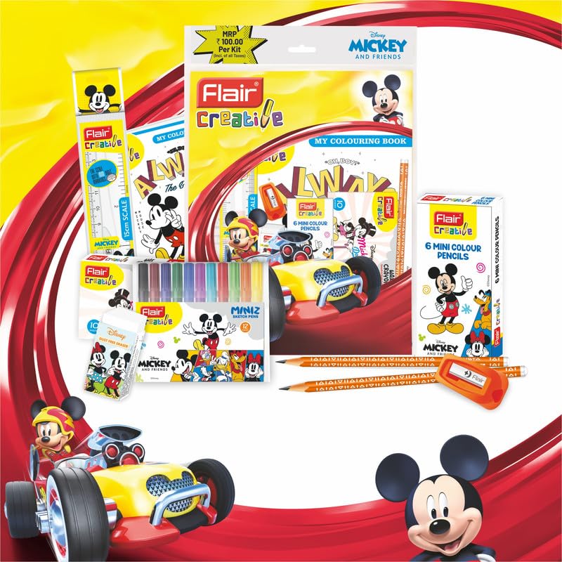 Flair Creative Series Disney Mickey Mouse Stationery Kit – 34 Assorted Items