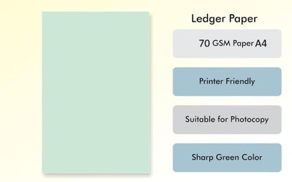 JK PAPER LEDGER – A4 Size, 70 GSM (Original Green Paper)