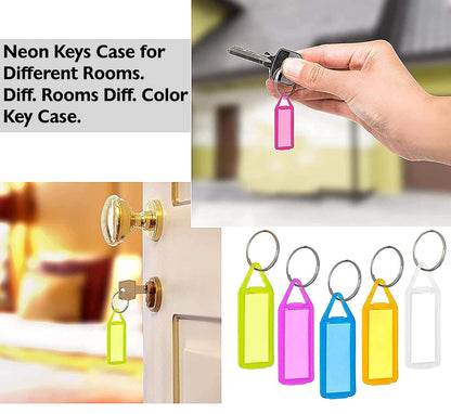 Key Tags Labels – 50 Piece Multicolour Plastic Keychains with Both Side ID Labels and Split Rings