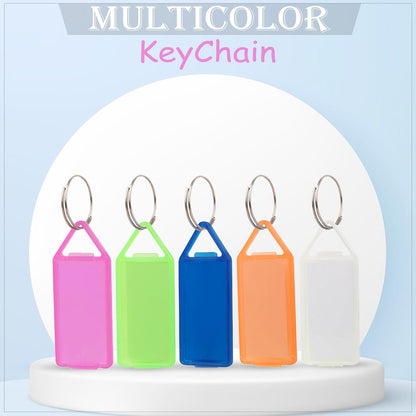 Key Tags Labels – 50 Piece Multicolour Plastic Keychains with Both Side ID Labels and Split Rings