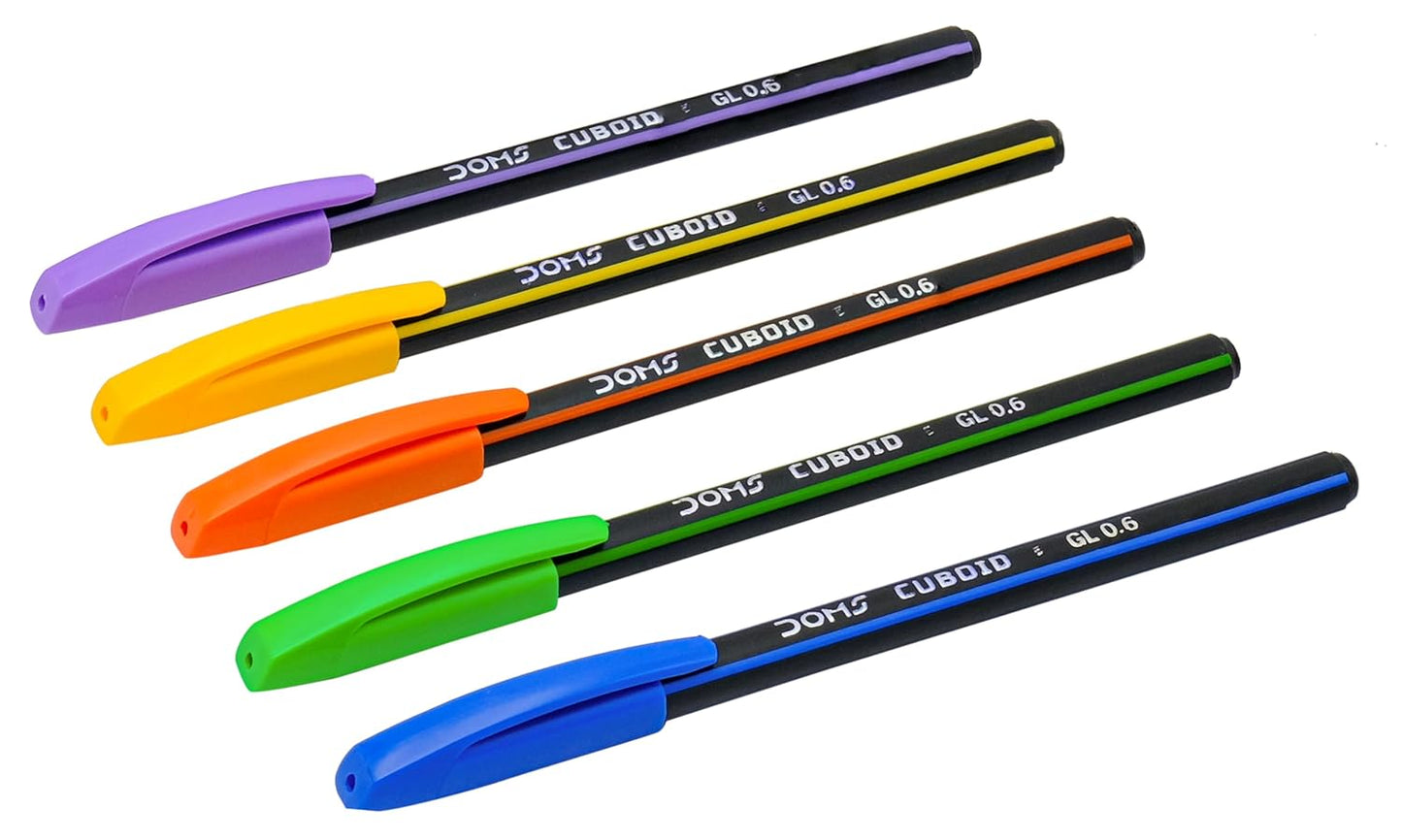 Doms Cuboid 0.6 mm Ball Pen Jar Pack – Blue Ink | Pack of 50 Pens