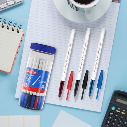 Reynolds 045 Carbure 25 Ct Jar – 16 Blue, 6 Black & 3 Red Ball Point Pens | 0.7mm Tip