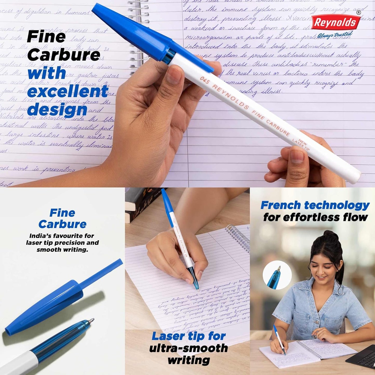 Reynolds 045 Carbure 25 Ct Jar – 16 Blue, 6 Black & 3 Red Ball Point Pens | 0.7mm Tip